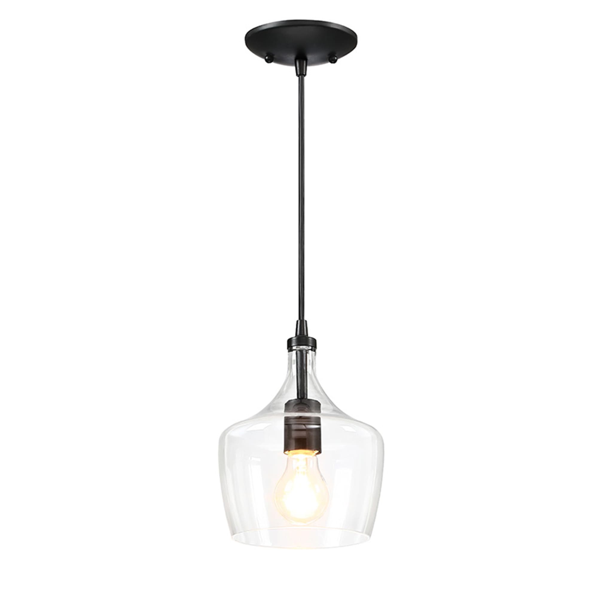 1Light Kitchen Island Pendant with Clear Glass Hukoro