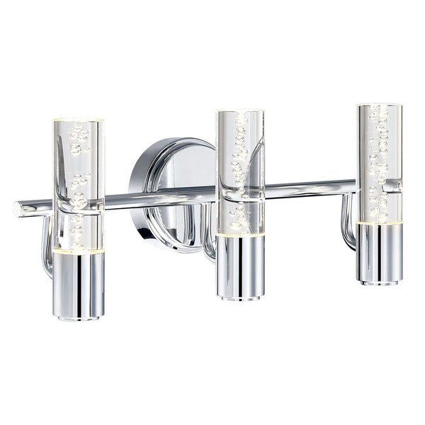 18 in 3-Light Bathroom Vanity Light with Brushed Nickle Finish and Acrylic Pillars