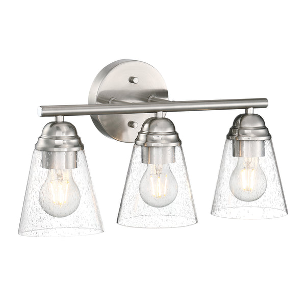 3-Light Modern Bathroom Light with Seeded Glass Shade