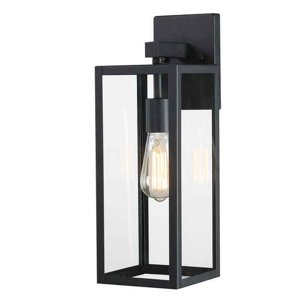 17.25"H Matte Black Outdoor Wall Light