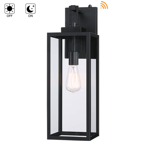 22" Matte Black Outdoor Light Fixture with Waterproof Clear Glass Shade