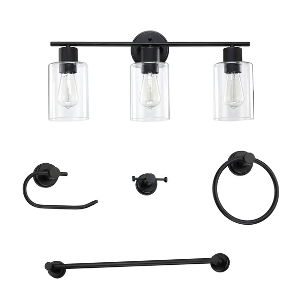 24.02" 3-Light Bathroom Vanity Light Set (5-Piece)