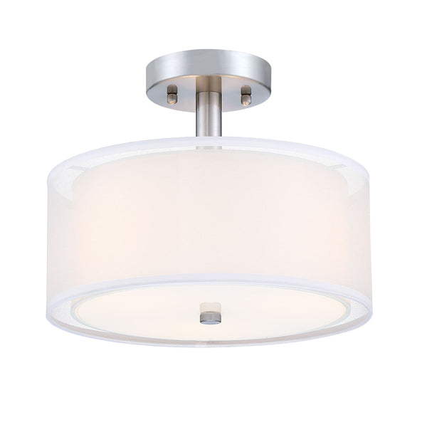 3-Light Semi Flush Mount Ceiling Light Fixture with Fabric Shade