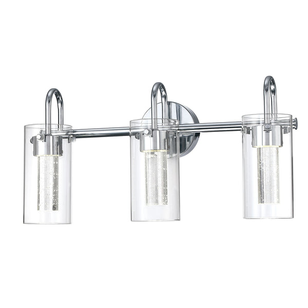 22 inch Bathroom Lights over Mirror 3-Light Chrome with Crystal-clear Glass Shade