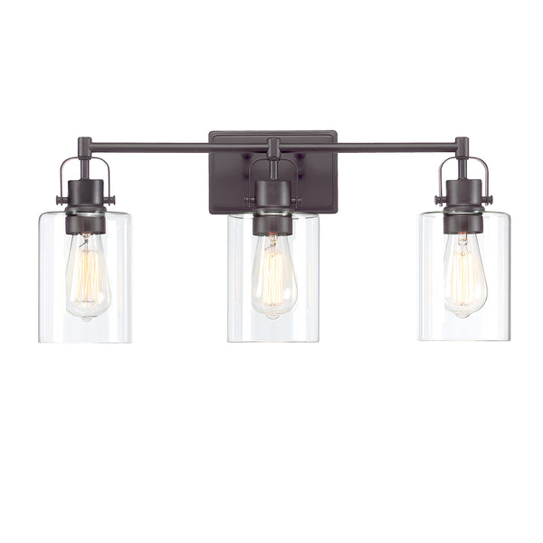 Dark Bronze Bathroom Vanity Light with Clear Glass Shade