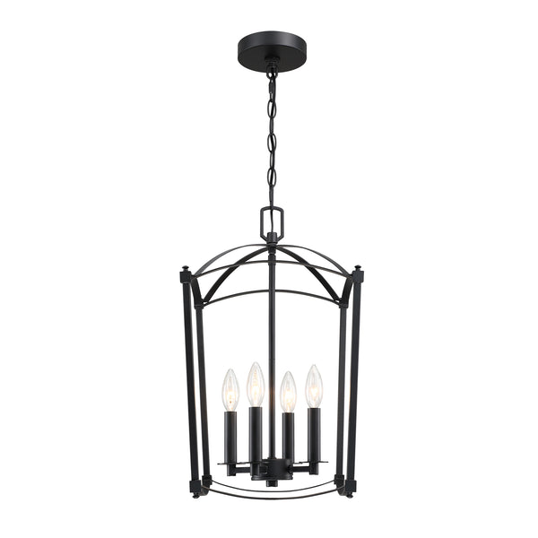 4-Light Matte Black Pendant Light for Kitchen Living Room