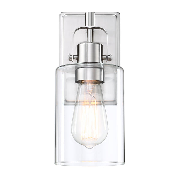 1-Light Bathroom Vanity Light Fixture Over Mirrors with Clear Glass Shade