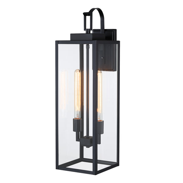 28"H Matte Black Outdoor Wall Light