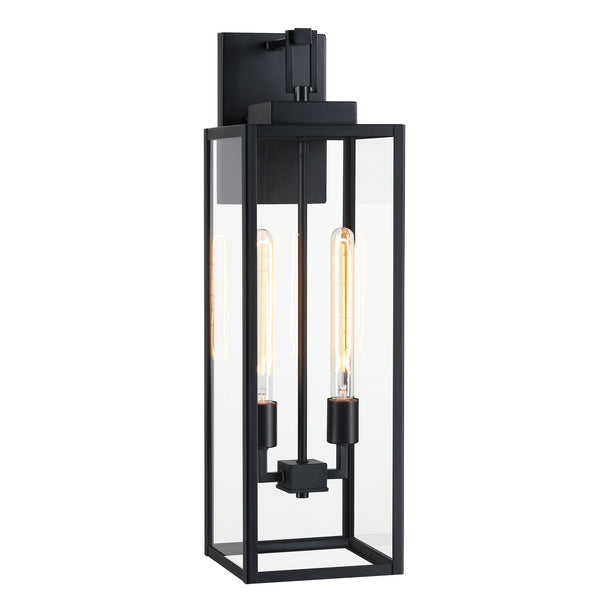 27"H Matte Black Outdoor Wall Light