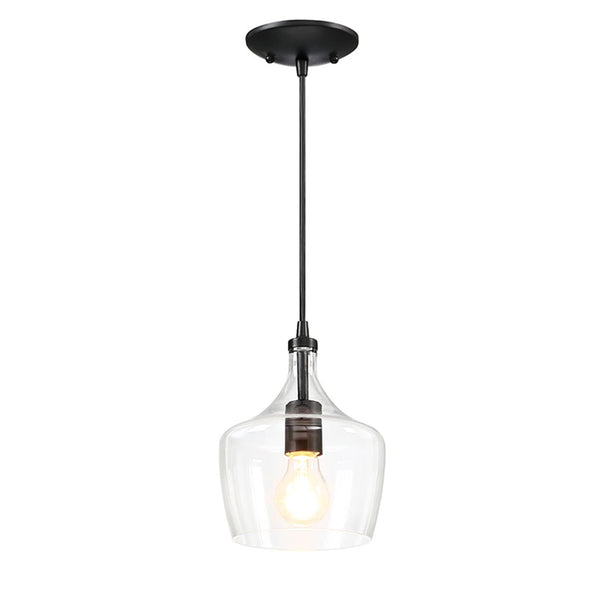 1-Light Kitchen Island Pendant with Clear Glass