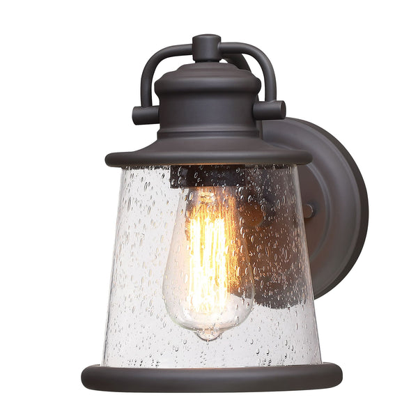 Dark Bronze Outdoor Wall Light Seeded Glass