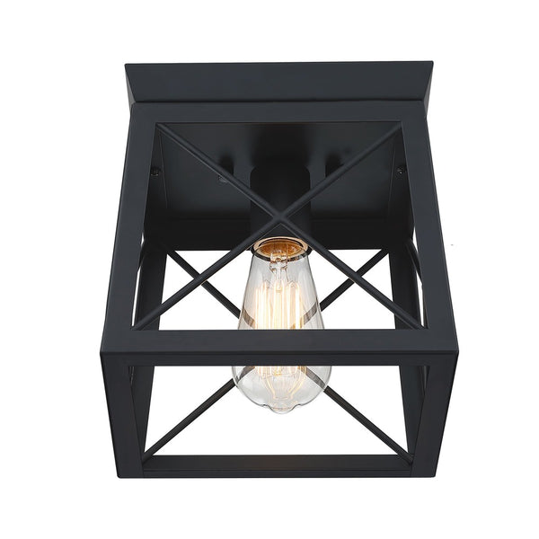 Industrial Flush Mount Ceiling Light Matte Black Kitchen Light Fixture