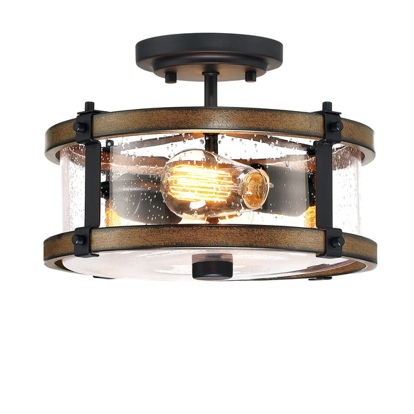 2-Light Farmhouse Semi Flush Mount Ceiling Light